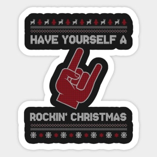 Cool Rocking Christmas Merry Xmas Rock Fingers Gift Ugly Sweater Shirt Sticker